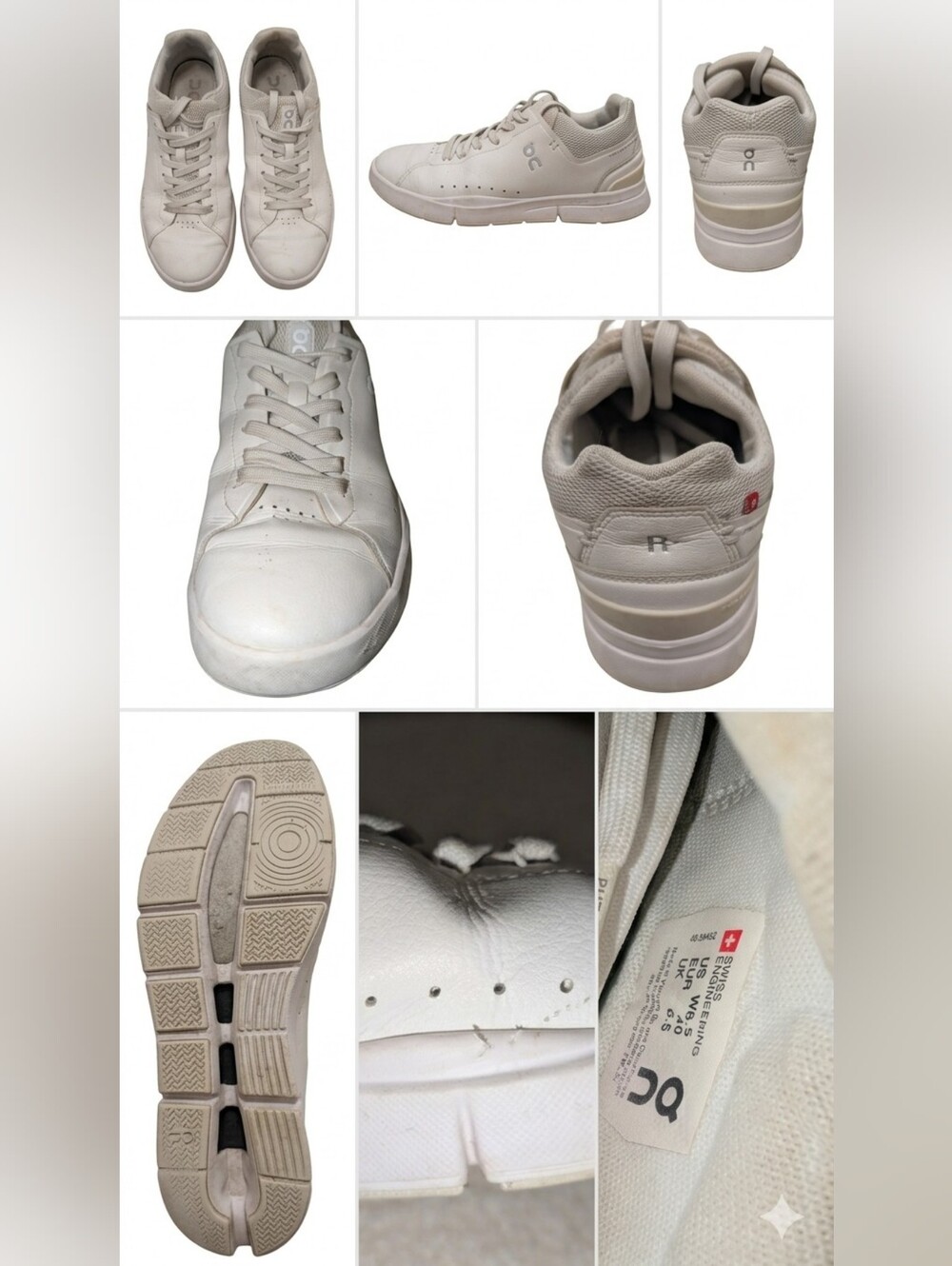 On Cloud The Roger Advantage White Sneakers Shoes Women's Size 8.5 / 40 - Picture 2 of 10